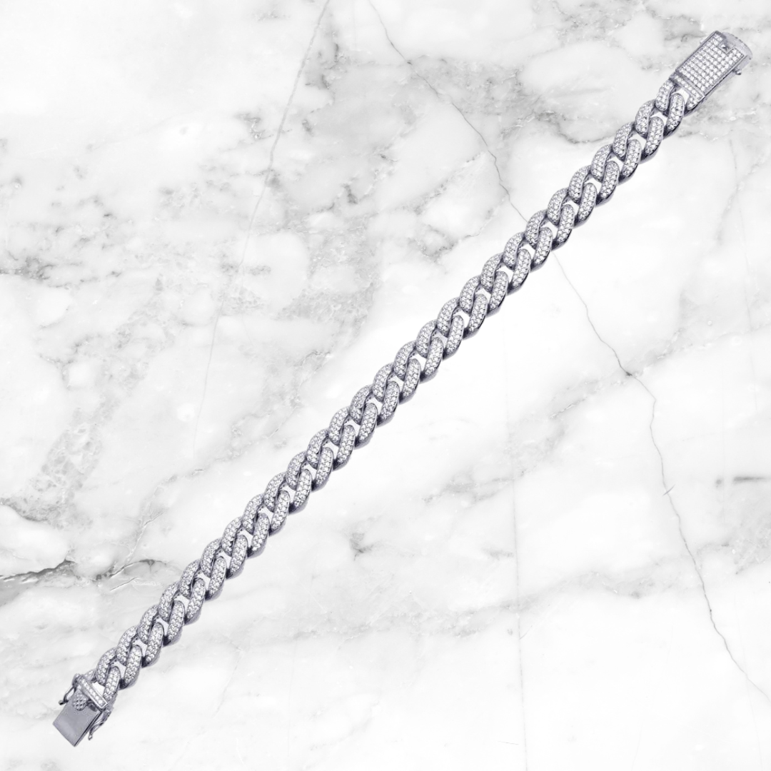 Double Row Diamond Cuban Bracelet (11.5mm)