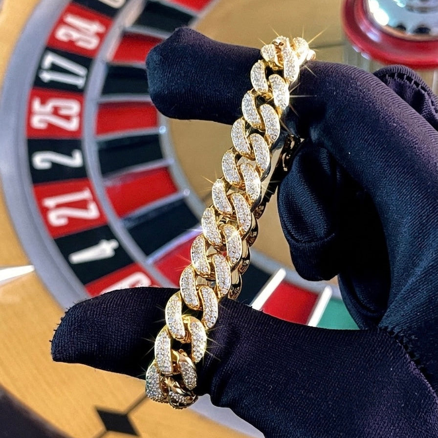 Double Row Diamond Cuban Bracelet (11.5mm)