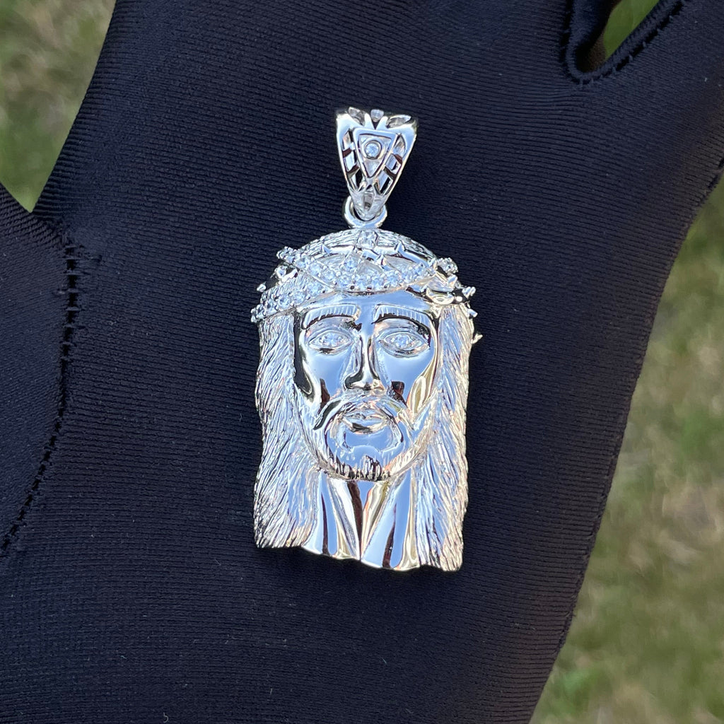 Large Diamond Jesus Pendant