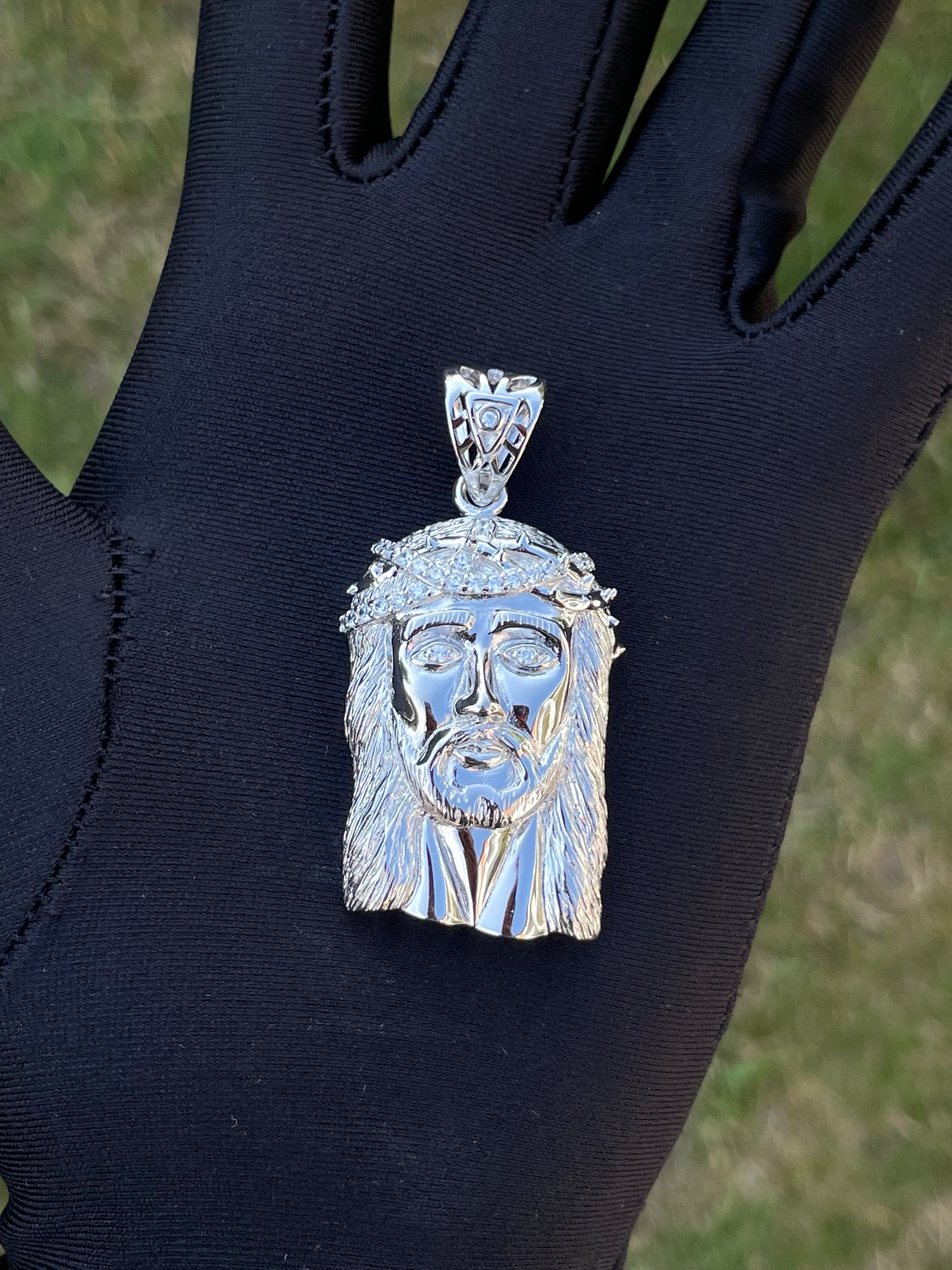 Large Diamond Jesus Pendant