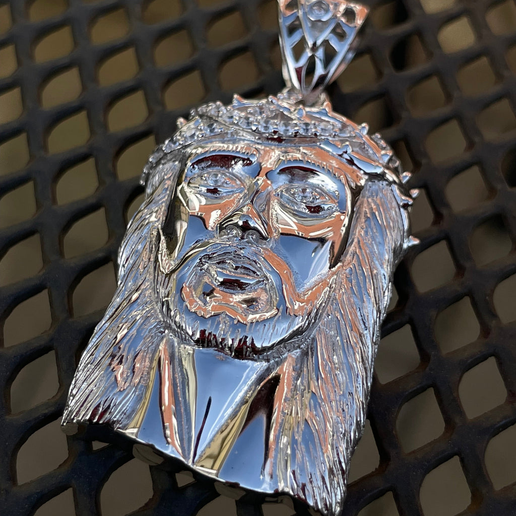 Large Diamond Jesus Pendant