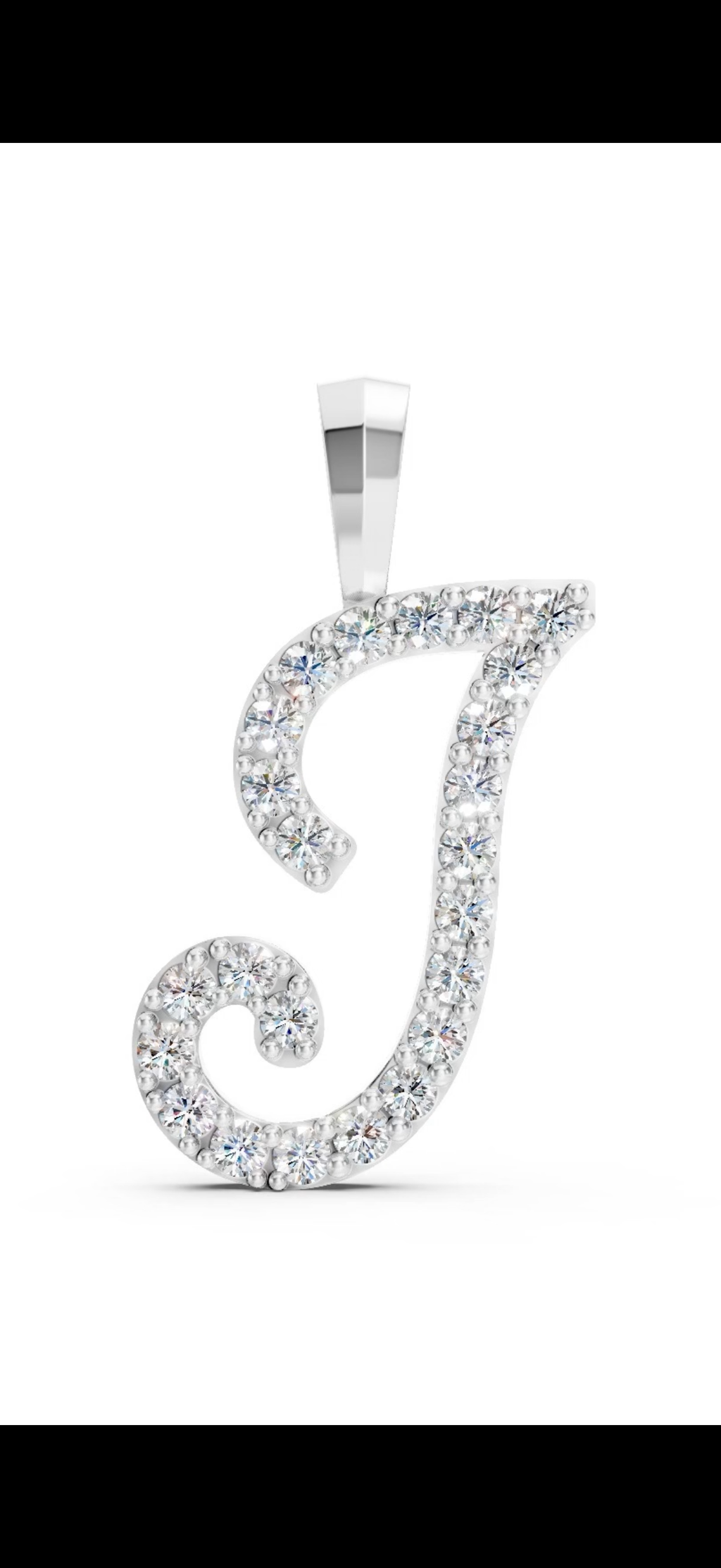 Bespoke LG Diamond Letter J Pendant & Chain